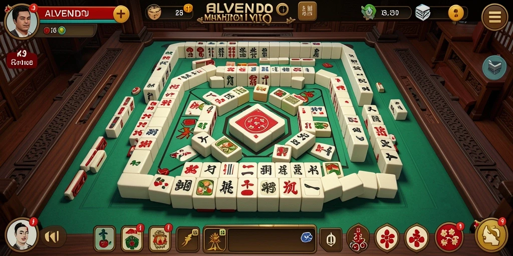 Tampilan gameplay ALVENDO yang menarik dalam permainan Mahjong.