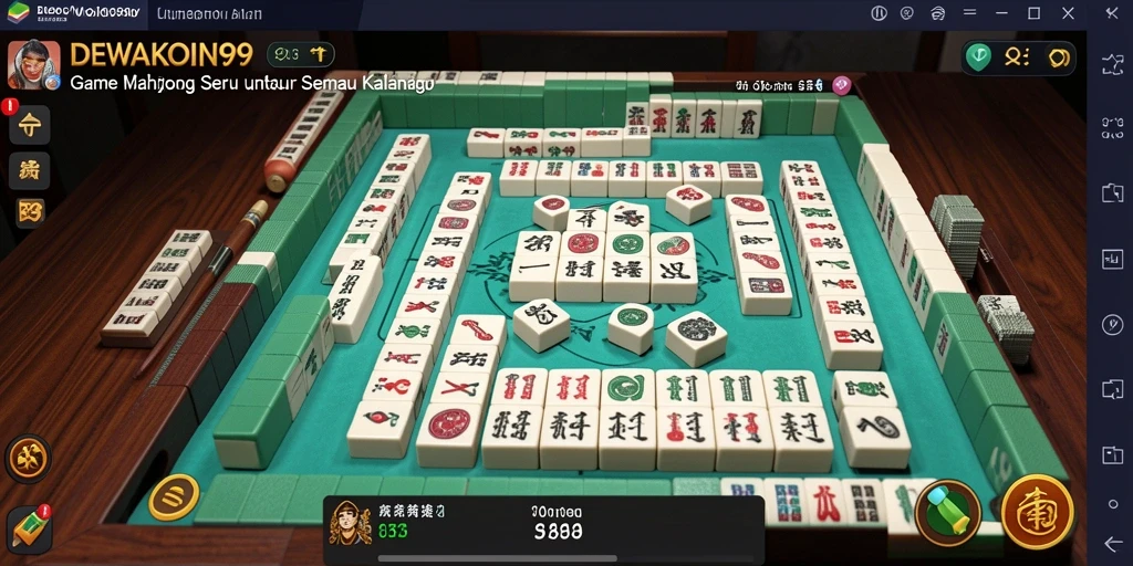 Screenshot DEWAKOIN99 menampilkan gameplay seru Mahjong yang menarik.