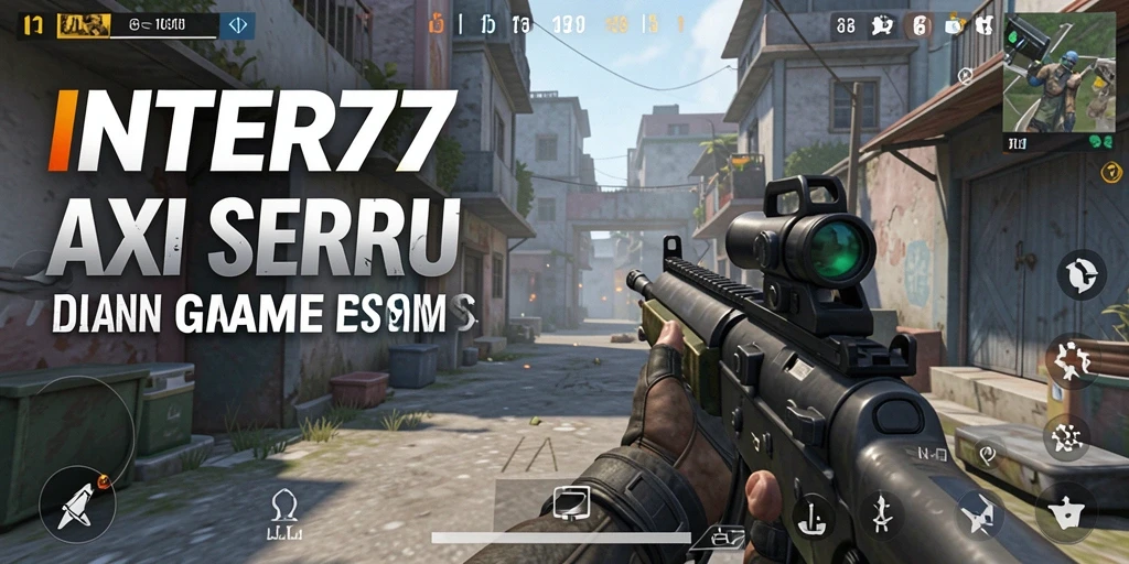 Screenshot menunjukkan aksi tembak-menembak yang intens di <strong>INTER77</strong>.