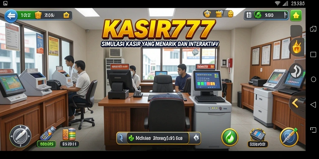 Screenshot KASIR777 menunjukkan gameplay menarik simulasi kasir.